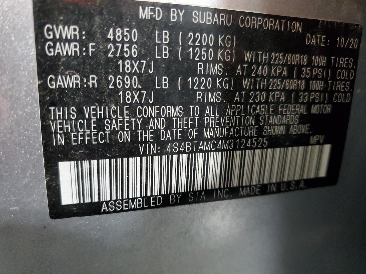 2021 SUBARU Outback