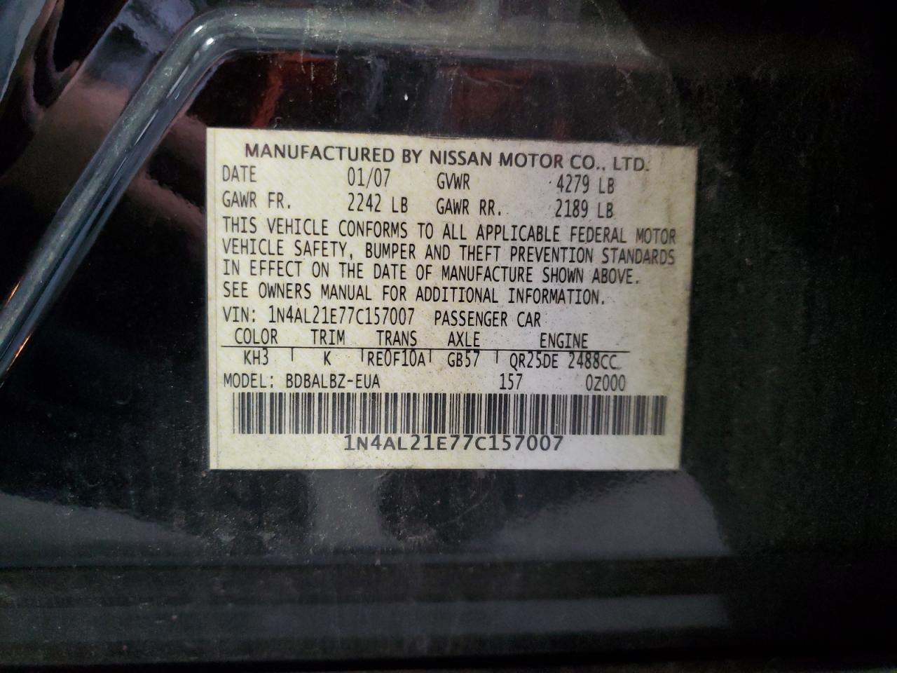 2007 NISSAN ALTIMA