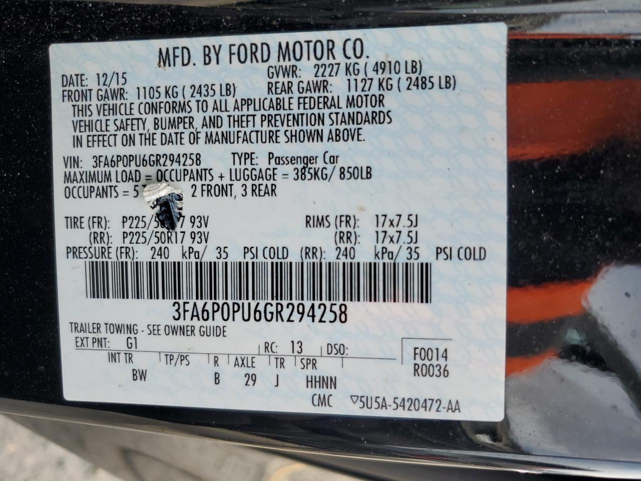 2016 FORD FUSION