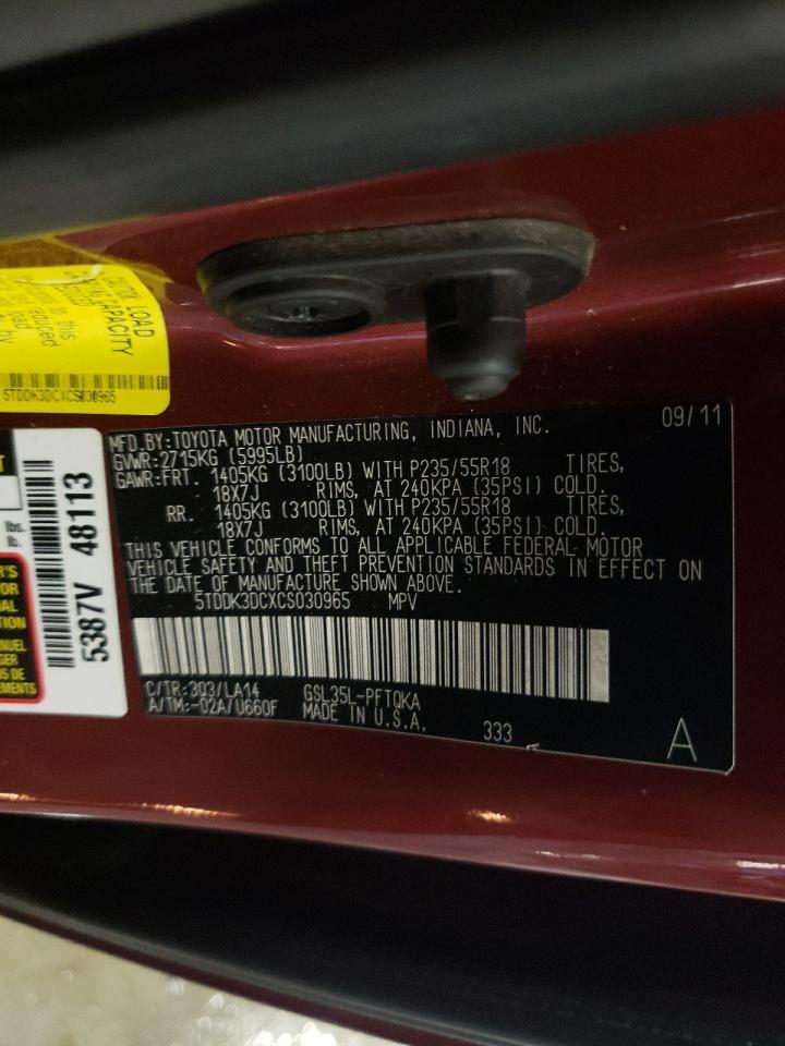 2012 TOYOTA SIENNA