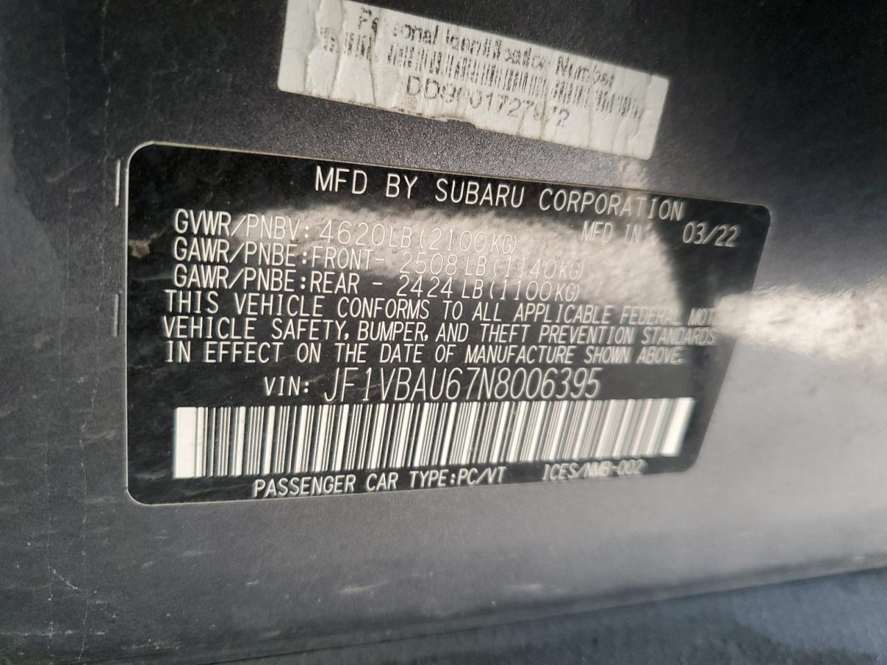 2022 SUBARU WRX
