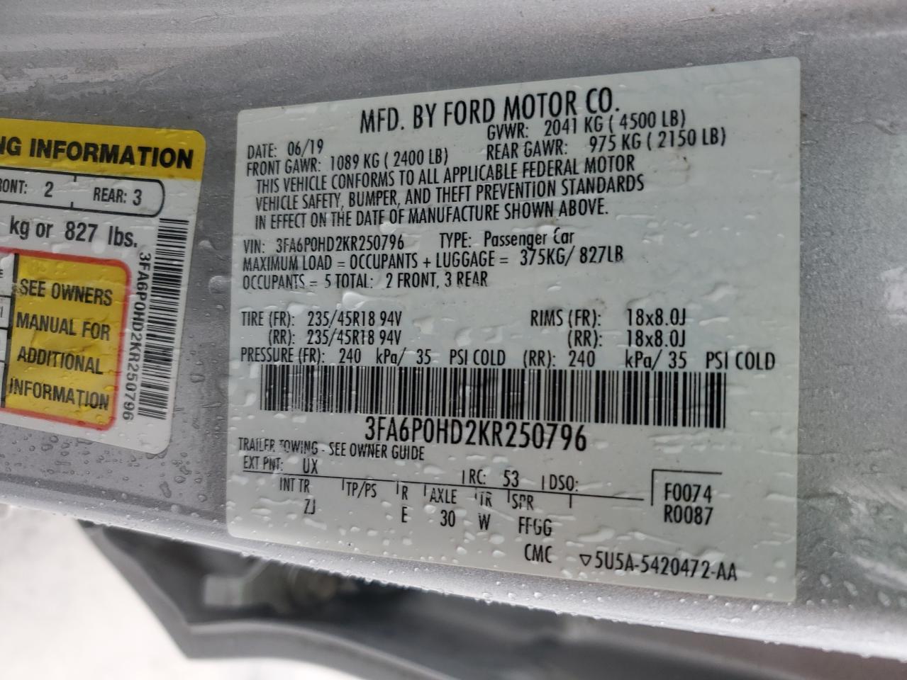 2019 FORD FUSION
