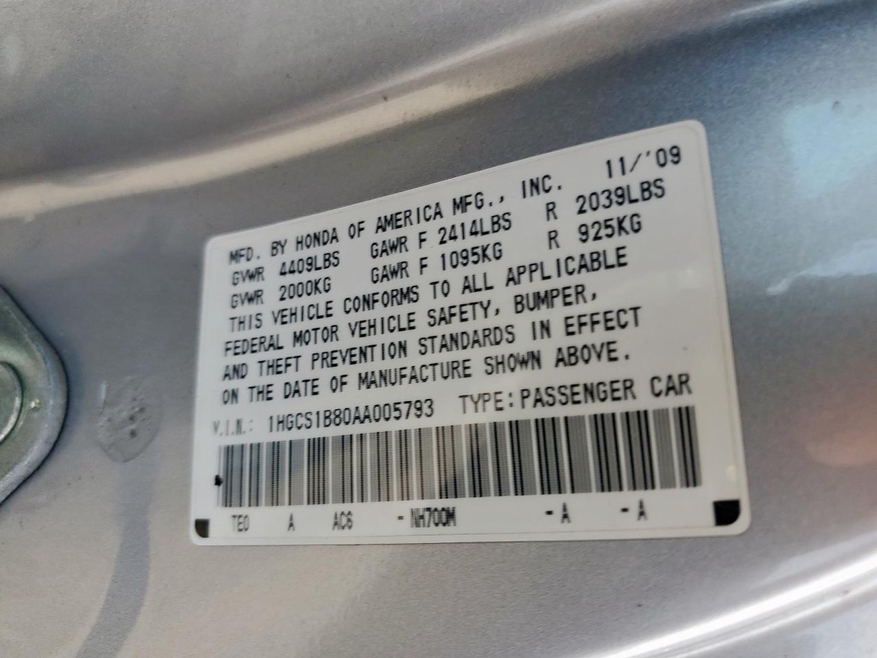 2010 HONDA ACCORD