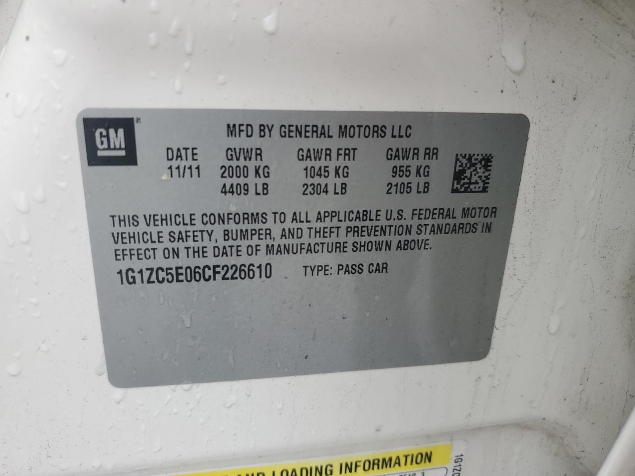 2012 CHEVROLET MALIBU