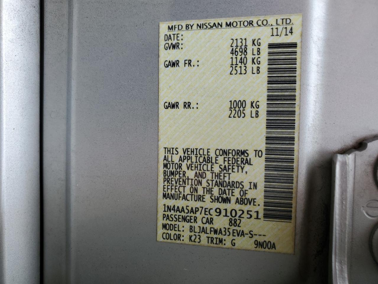 2014 NISSAN Maxima