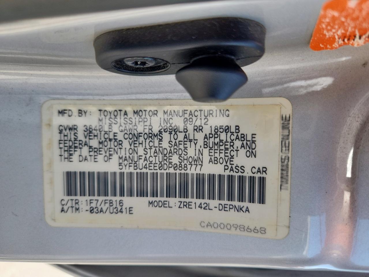 2013 TOYOTA COROLLA