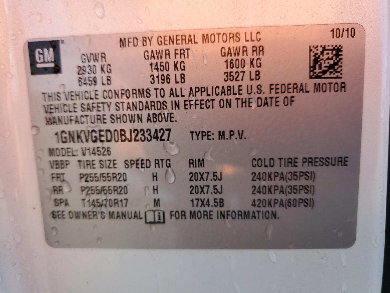 2011 CHEVROLET TRAVERSE