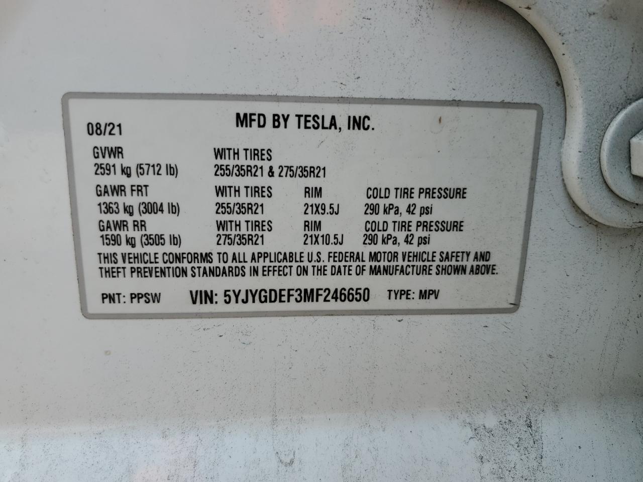 2021 TESLA MODEL Y