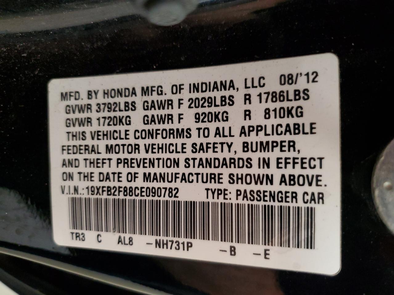 2012 HONDA CIVIC