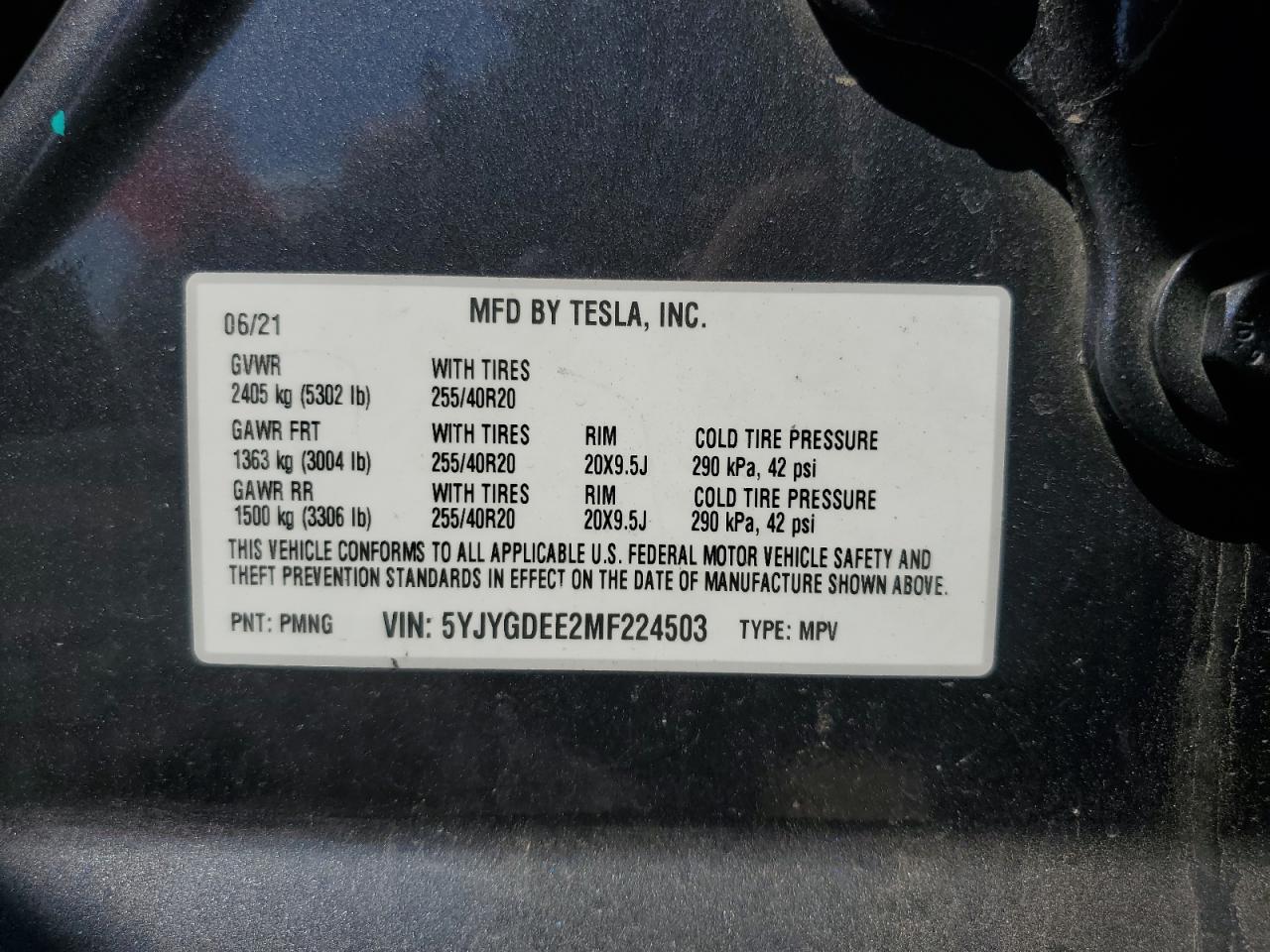 2021 TESLA MODEL Y