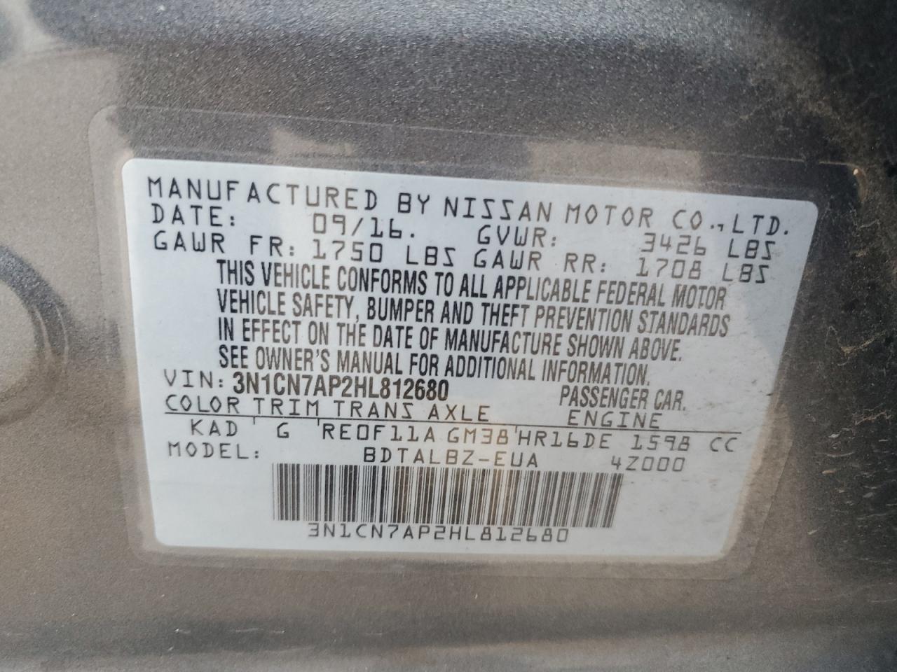2017 NISSAN VERSA