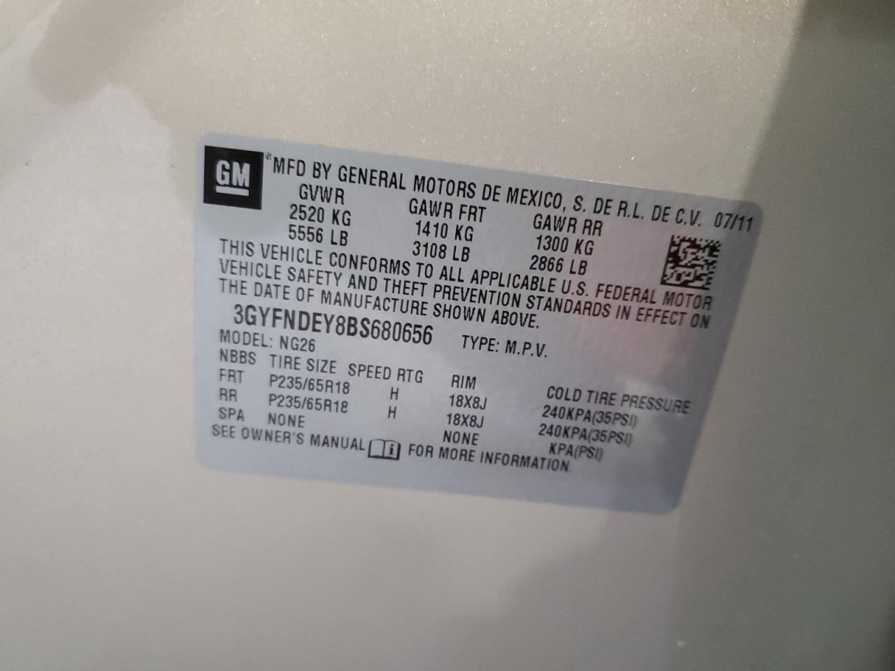 2011 CADILLAC SRX