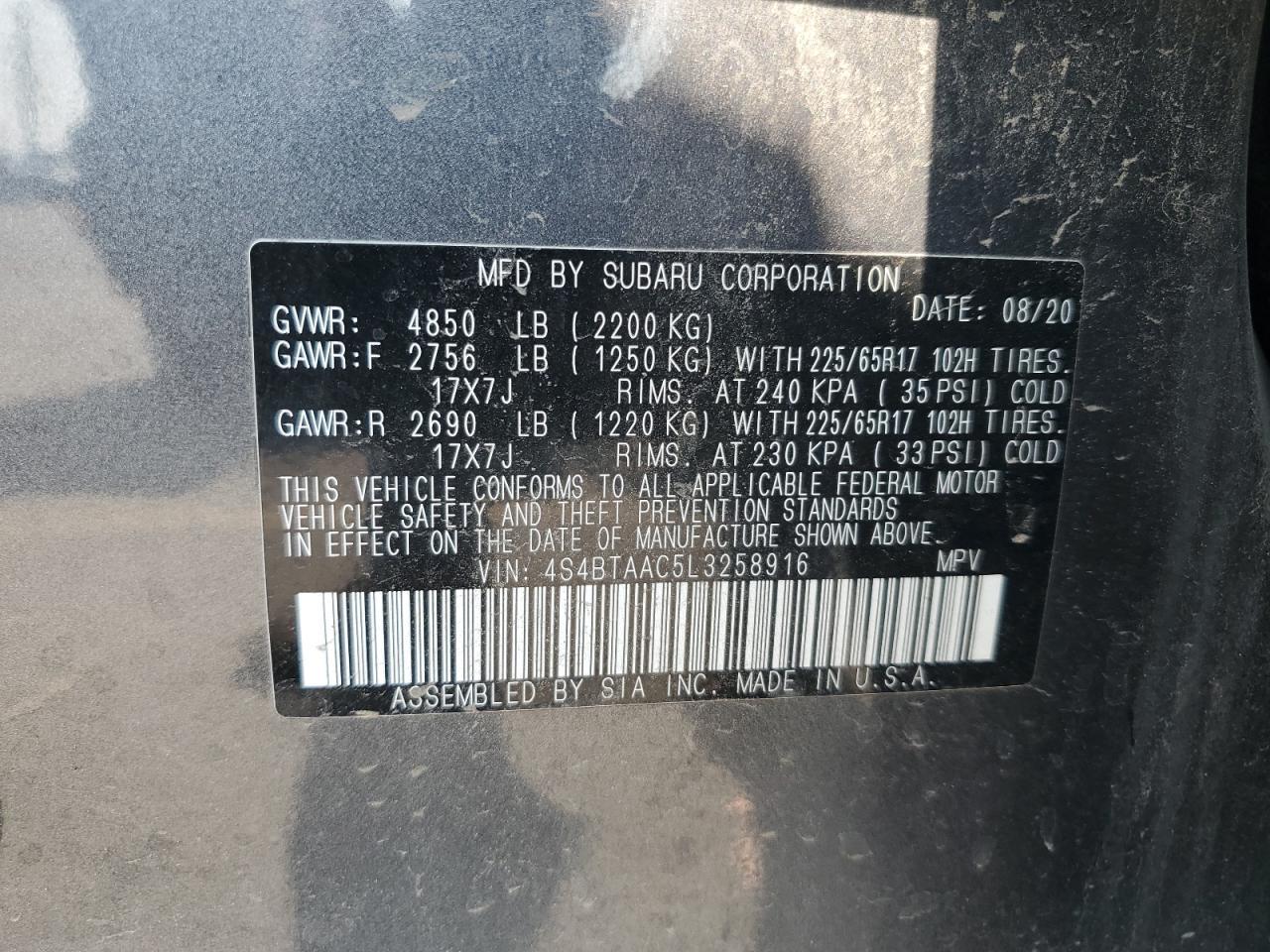 2020 SUBARU Outback