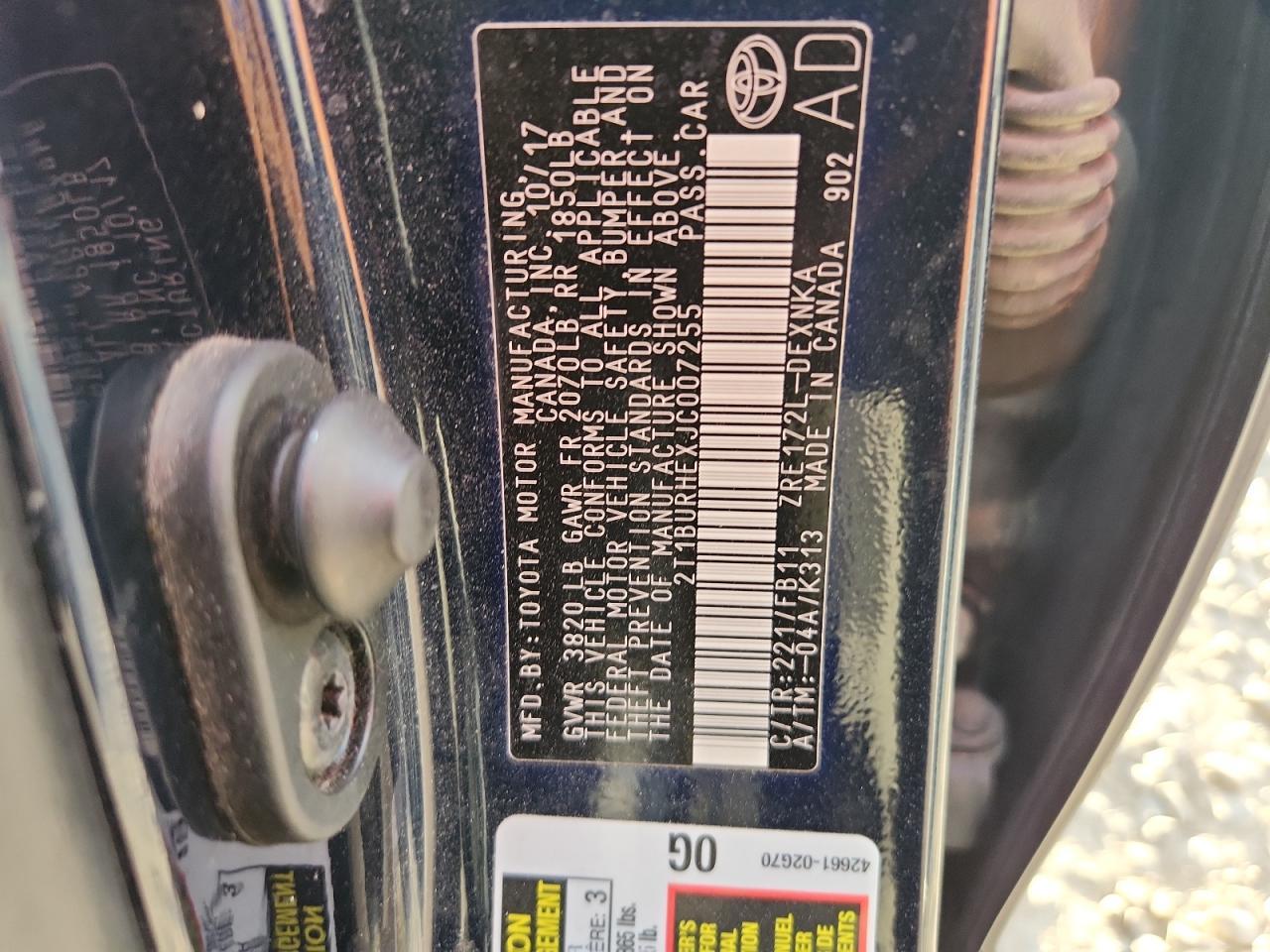 2018 TOYOTA COROLLA