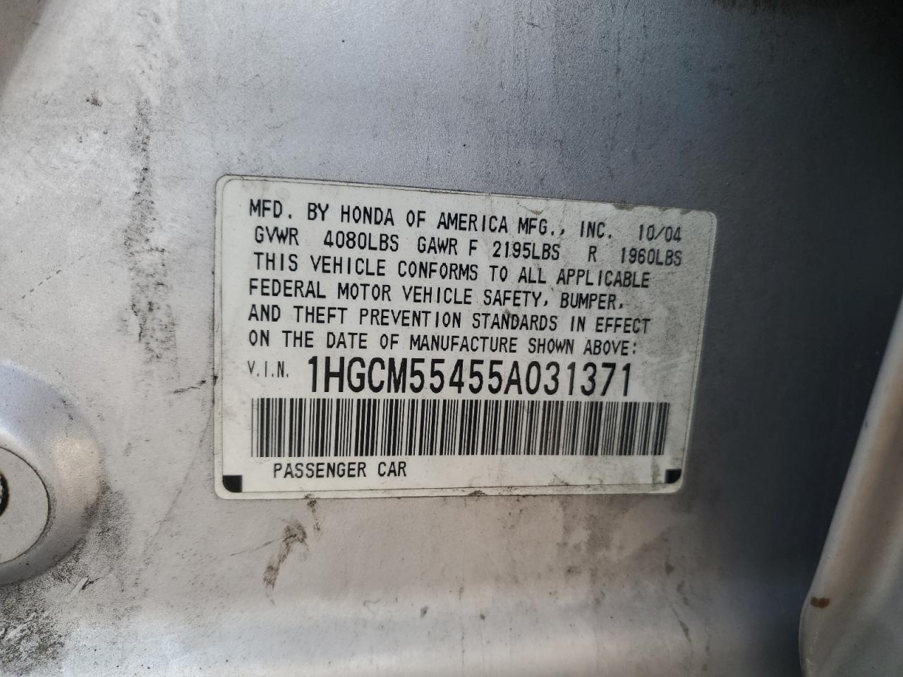 2005 HONDA ACCORD