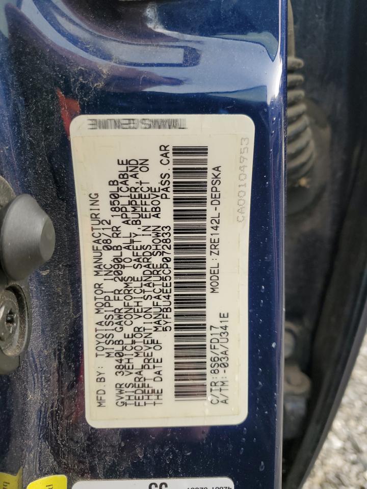 2012 TOYOTA COROLLA