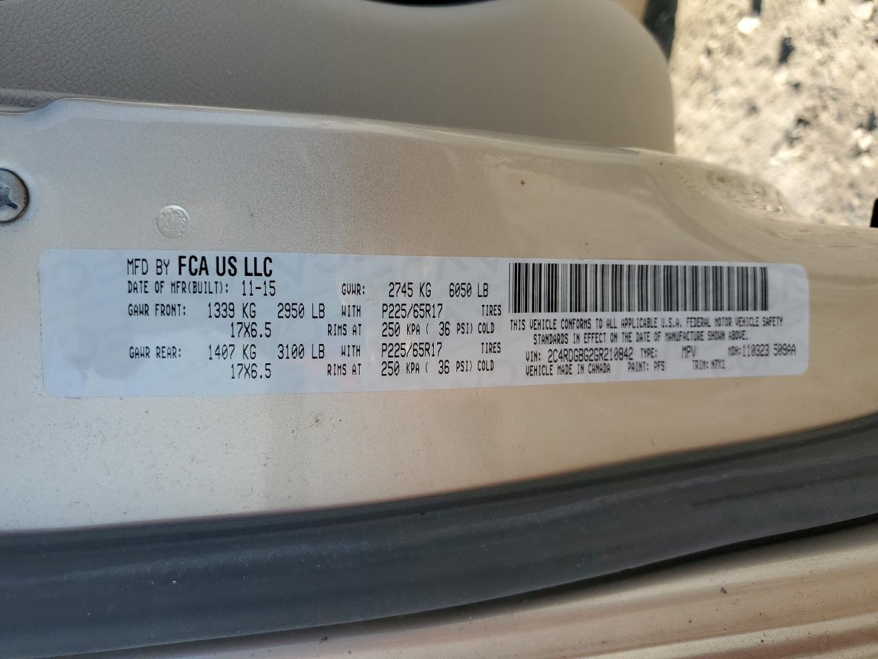 2016 DODGE GRAND CARAVAN