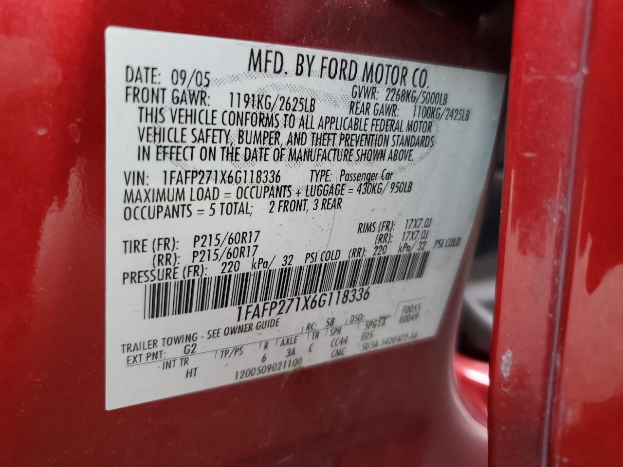 2006 FORD Five Hundred