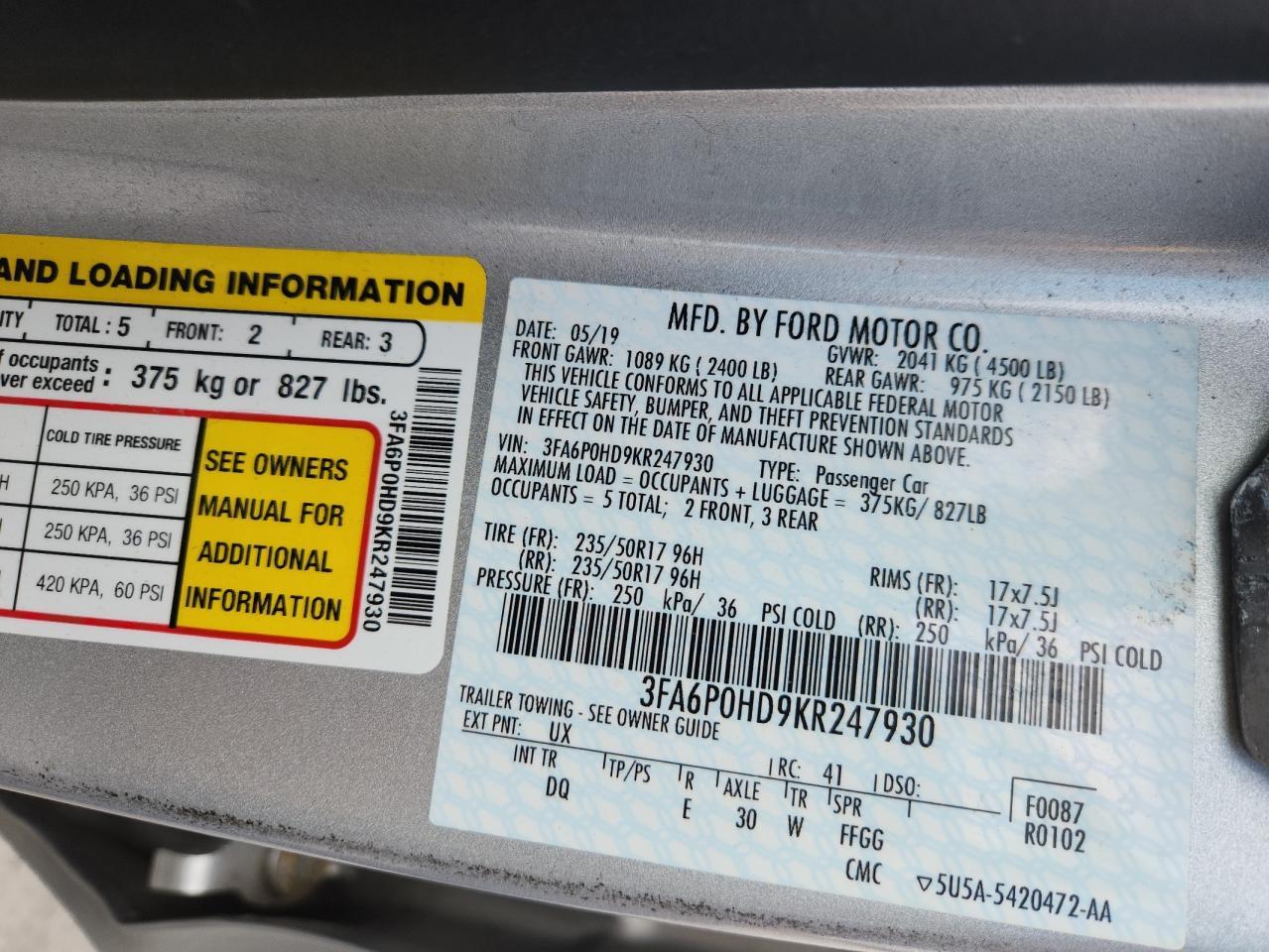 2019 FORD FUSION