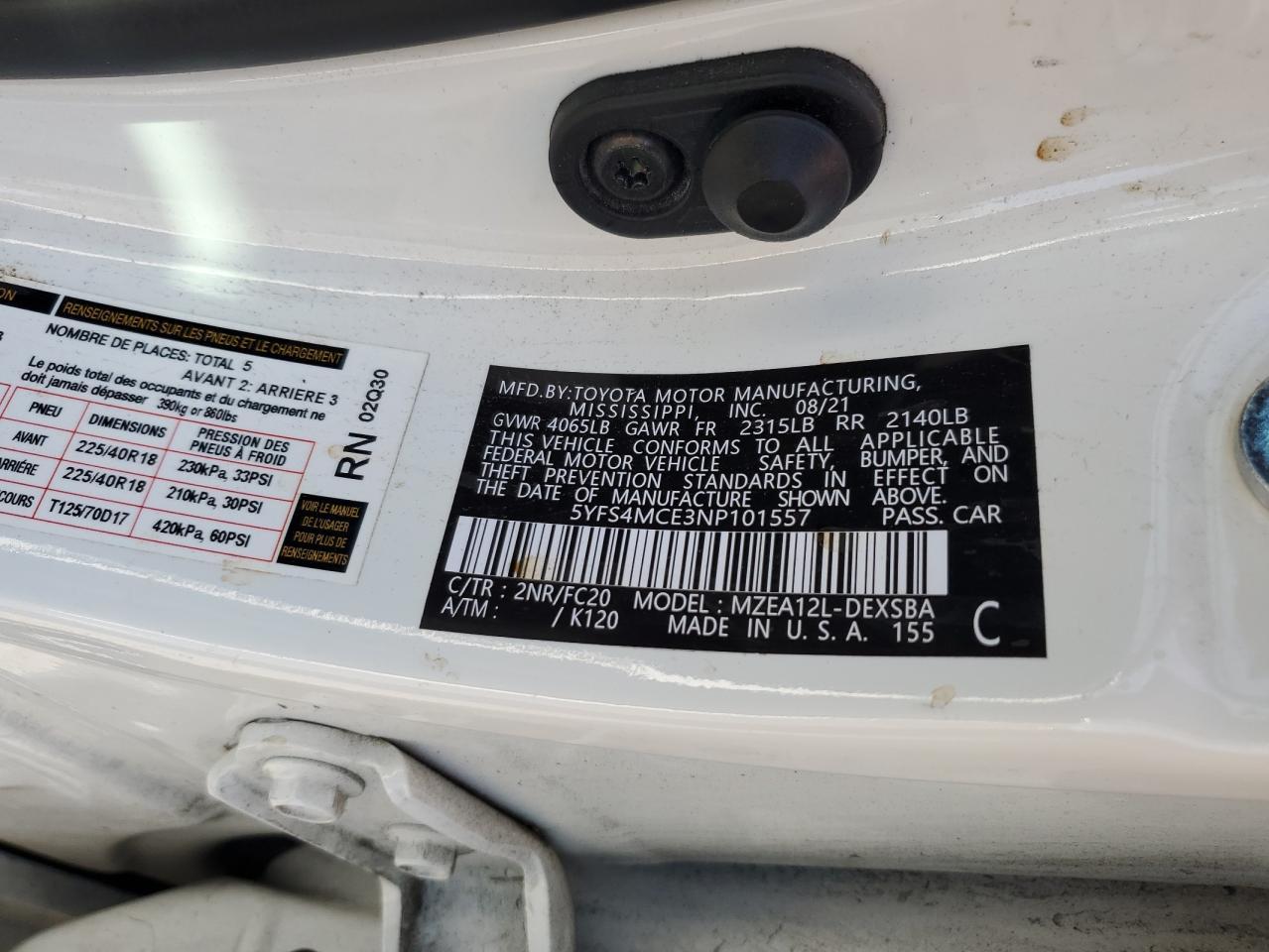2022 TOYOTA COROLLA