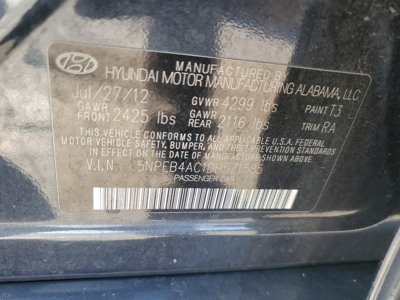 2013 HYUNDAI SONATA