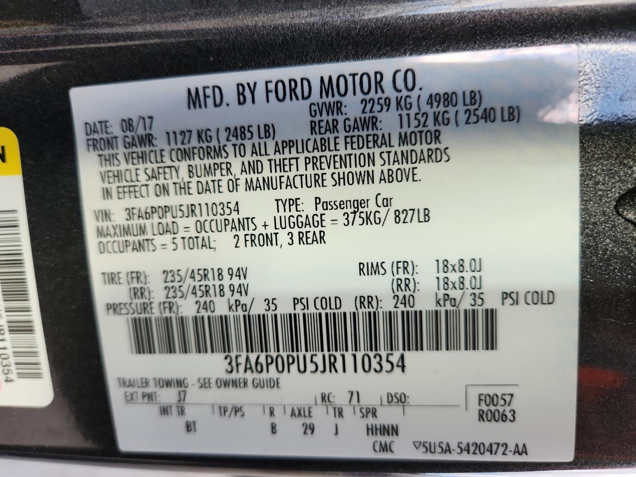 2018 FORD FUSION