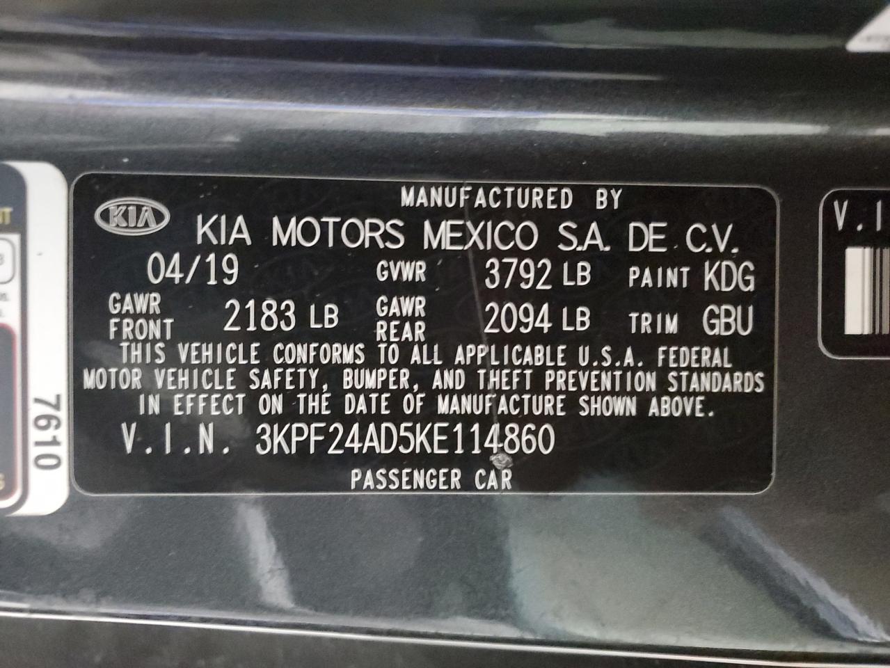 2019 KIA FORTE