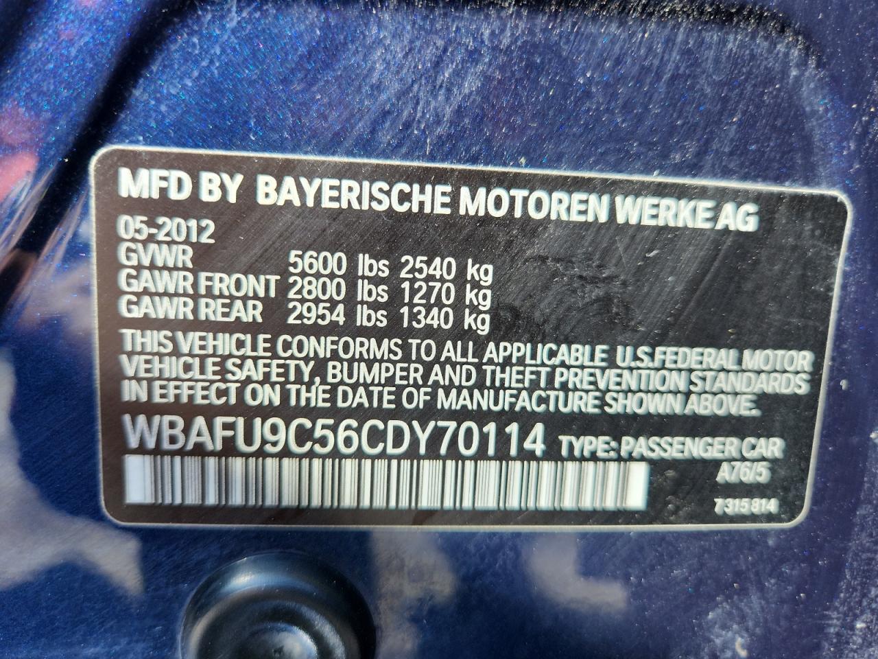 2012 BMW 5 series