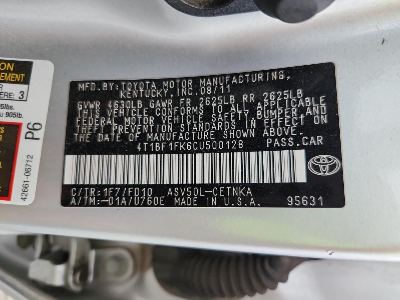 2012 TOYOTA CAMRY