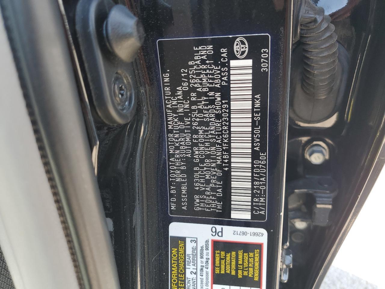 2012 TOYOTA CAMRY