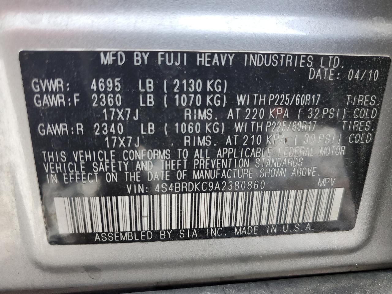 2010 SUBARU Outback