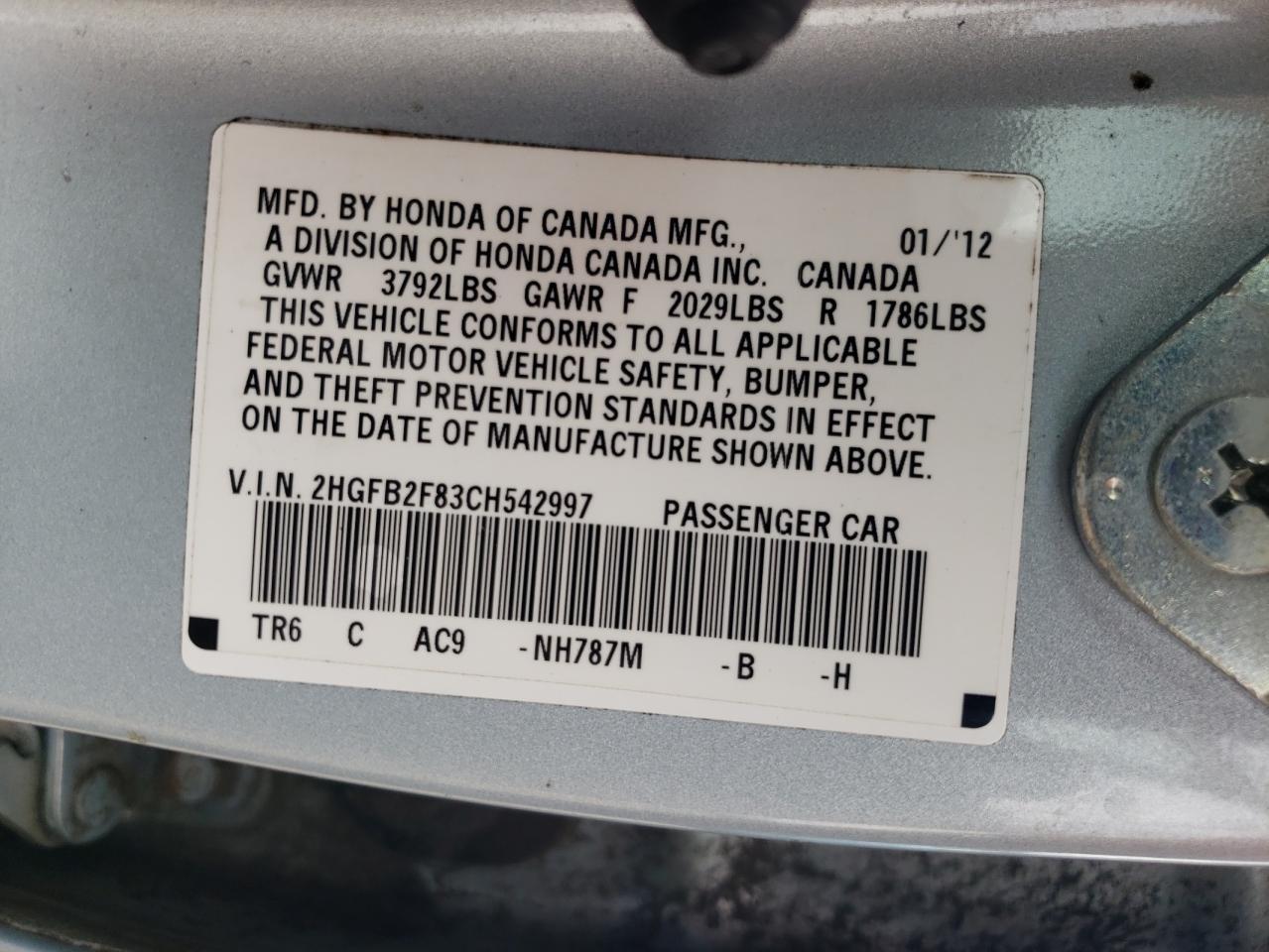 2012 HONDA CIVIC