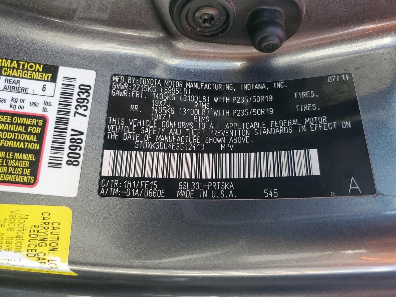 2014 TOYOTA SIENNA