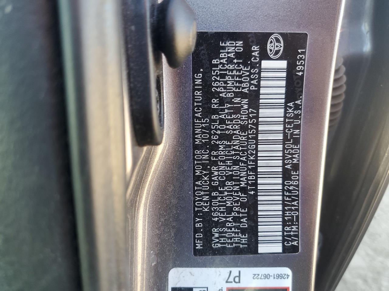 2016 TOYOTA CAMRY