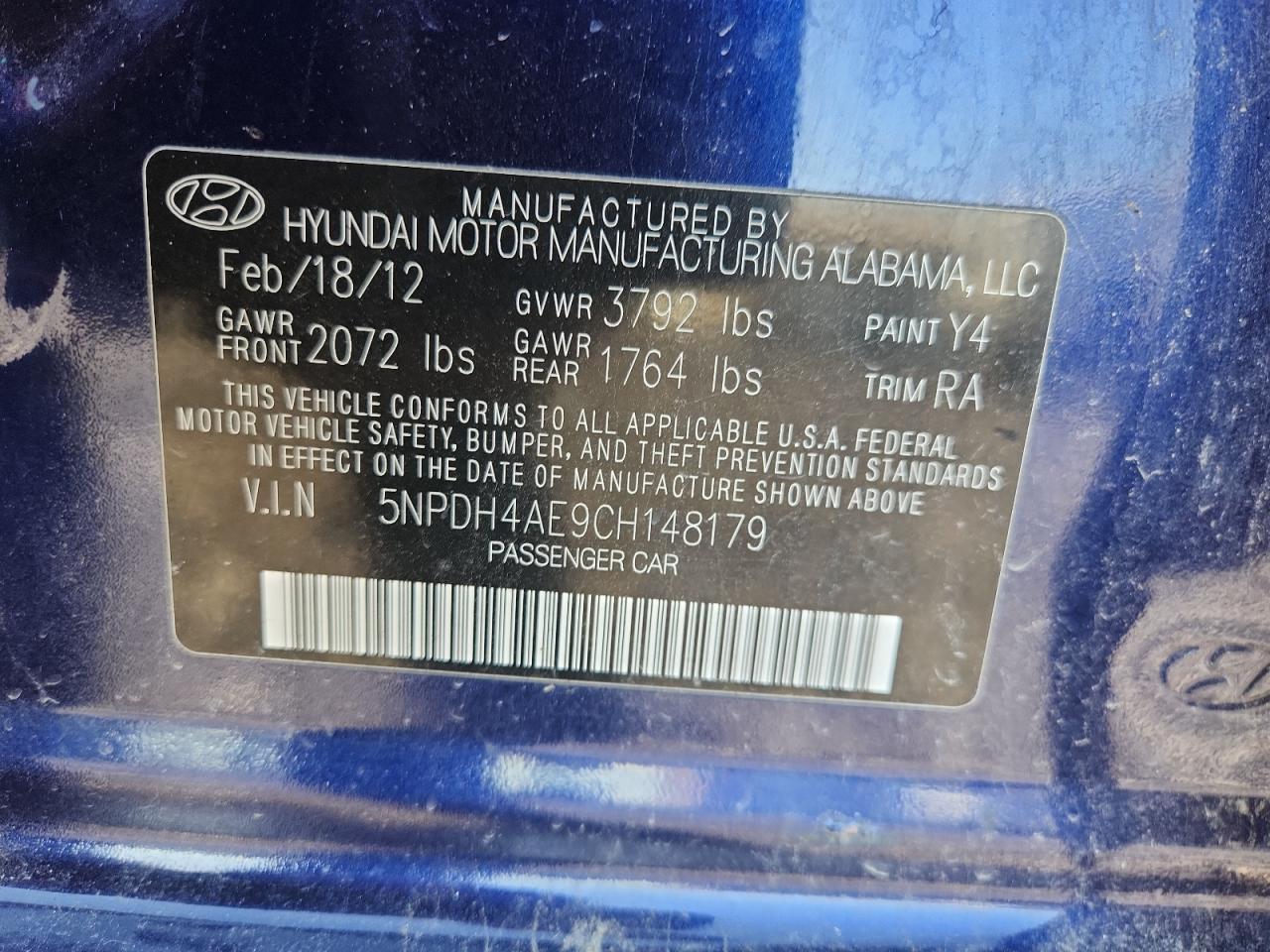2012 HYUNDAI ELANTRA