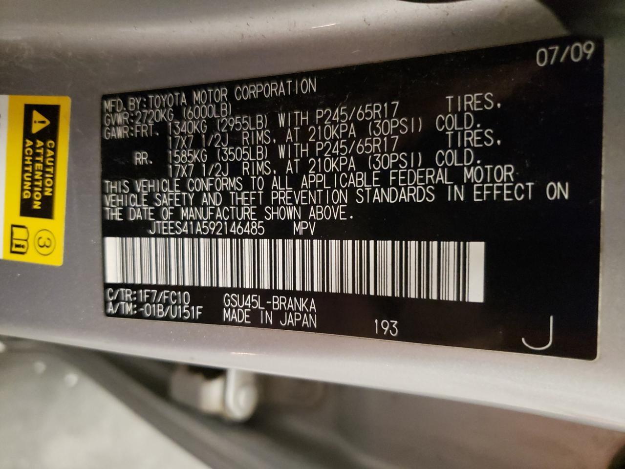 2009 TOYOTA HIGHLANDER