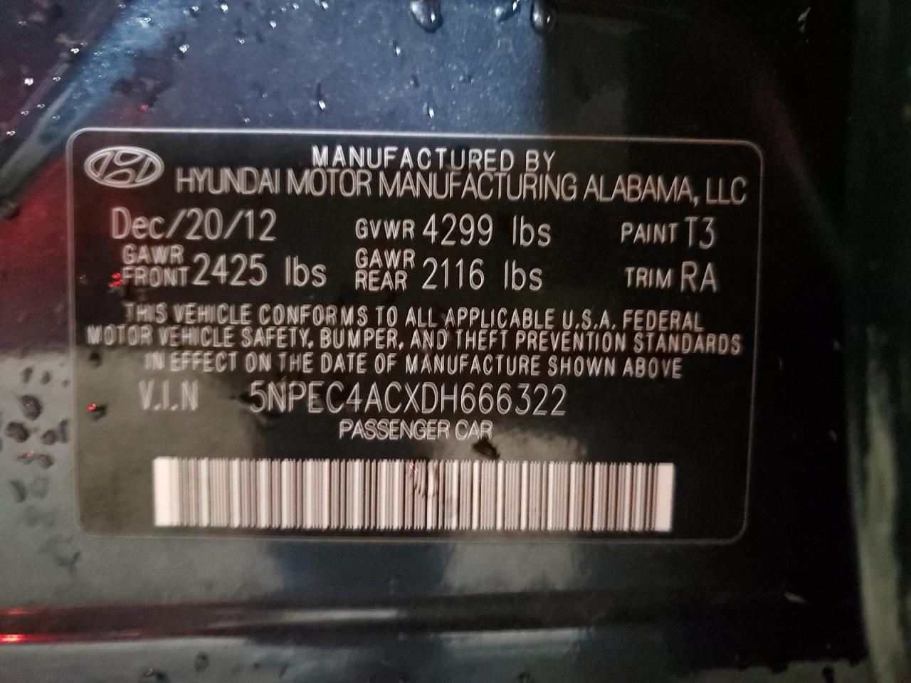 2013 HYUNDAI SONATA
