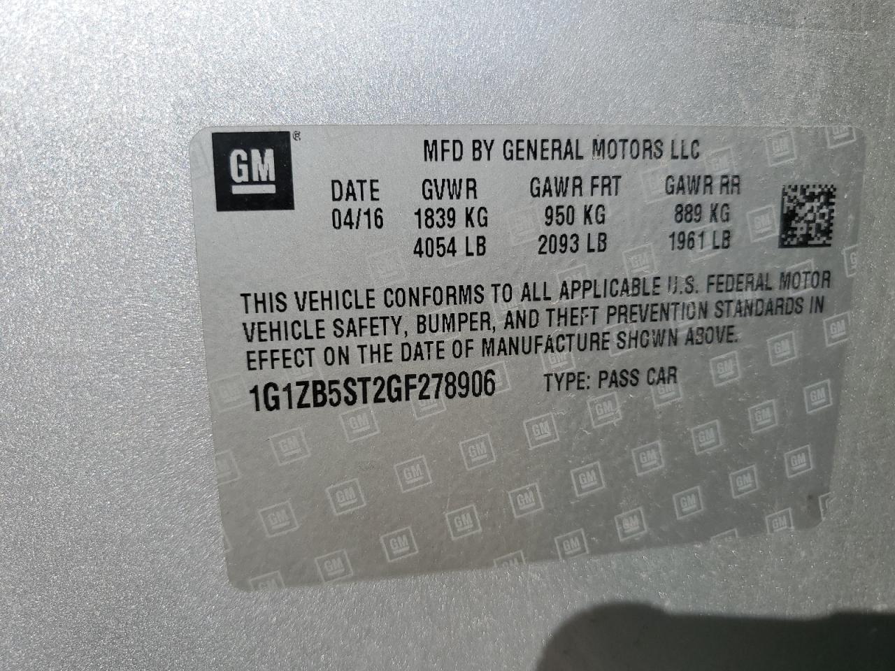 2016 CHEVROLET MALIBU