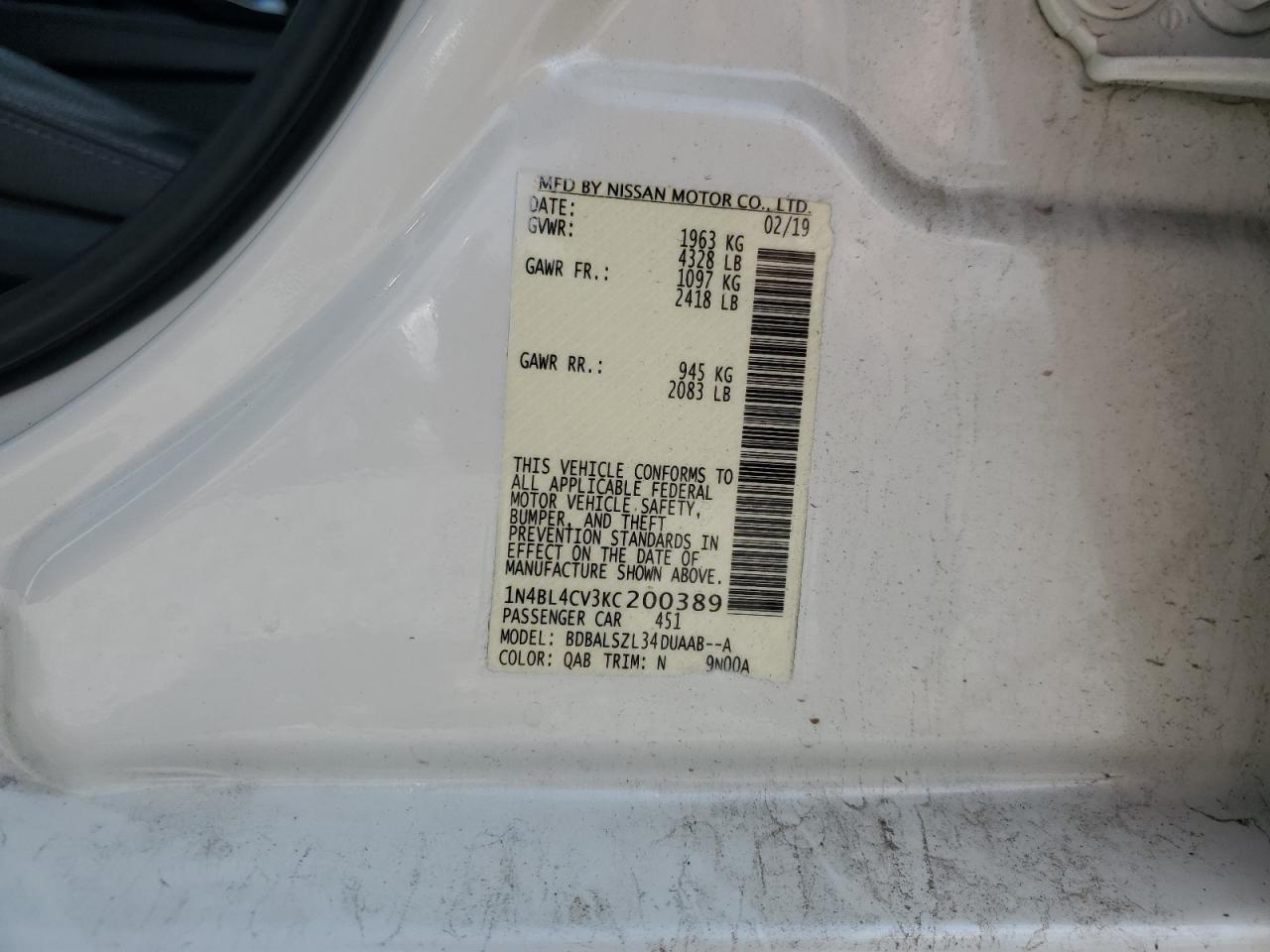 2019 NISSAN ALTIMA