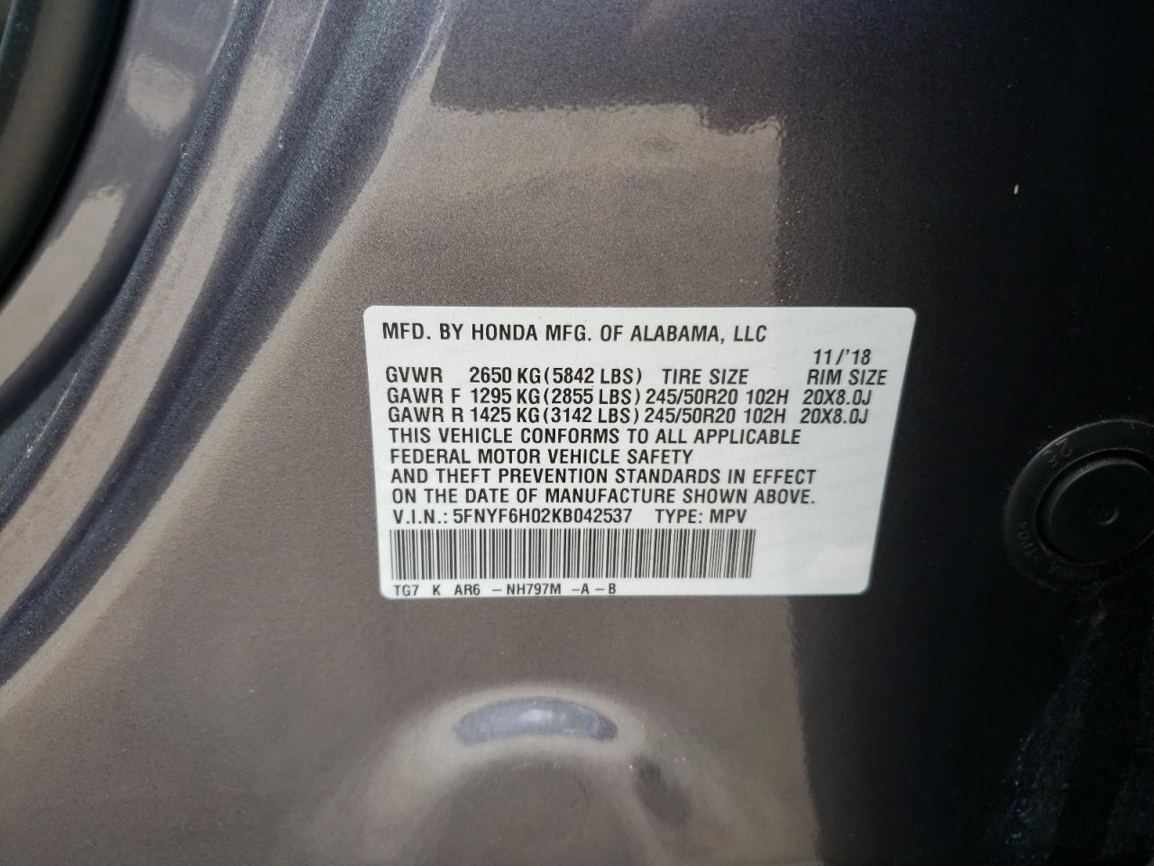 2019 HONDA PILOT