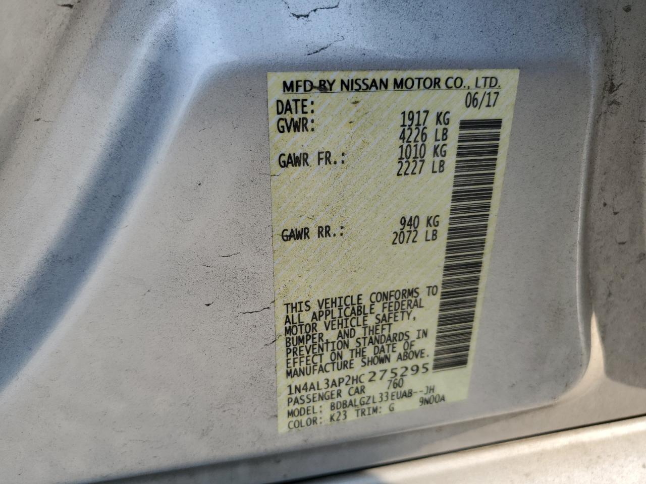 2017 NISSAN ALTIMA