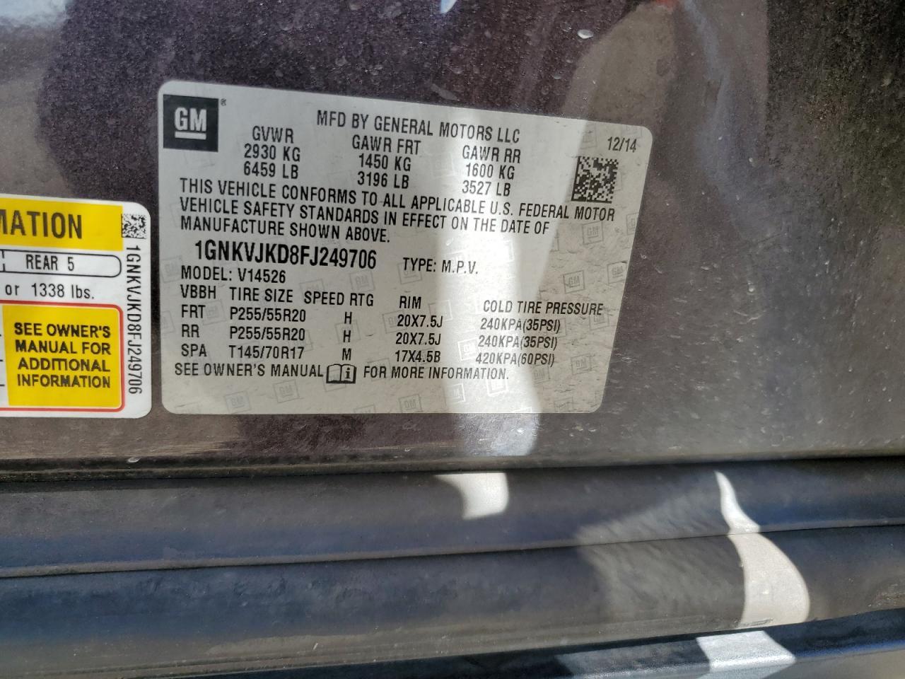 2015 CHEVROLET TRAVERSE