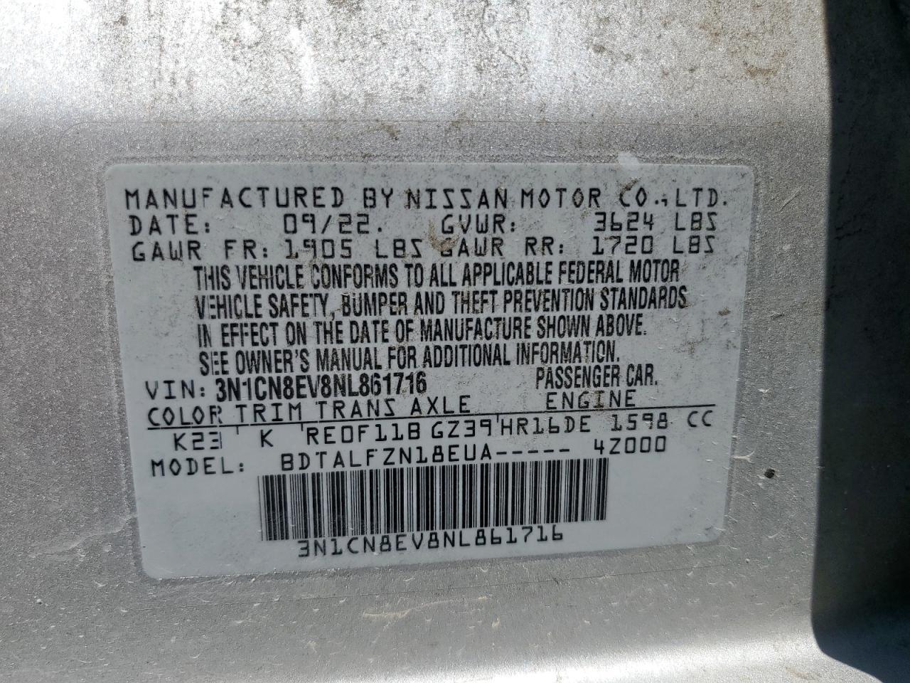 2022 NISSAN VERSA