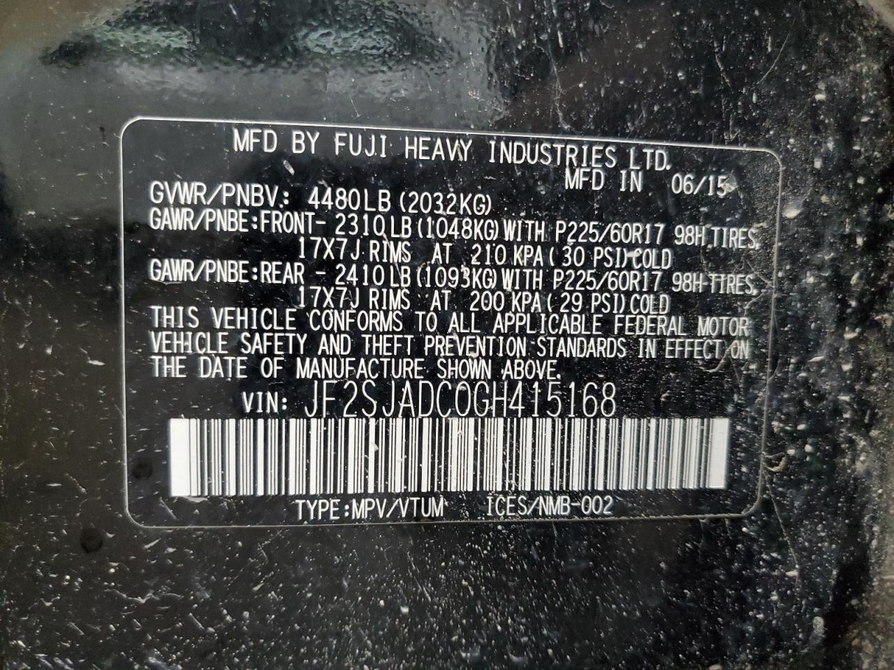 2016 SUBARU FORESTER