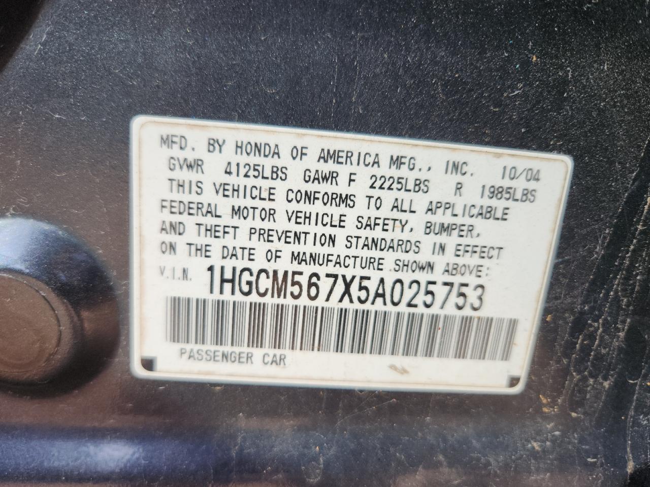 2005 HONDA ACCORD