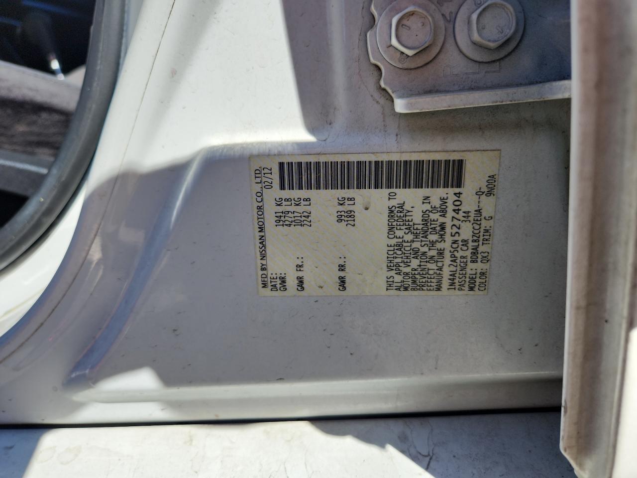 2012 NISSAN ALTIMA