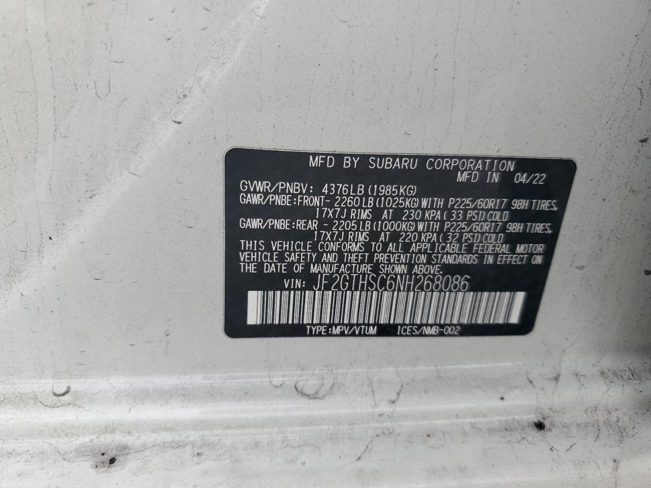 2022 SUBARU Crosstrek
