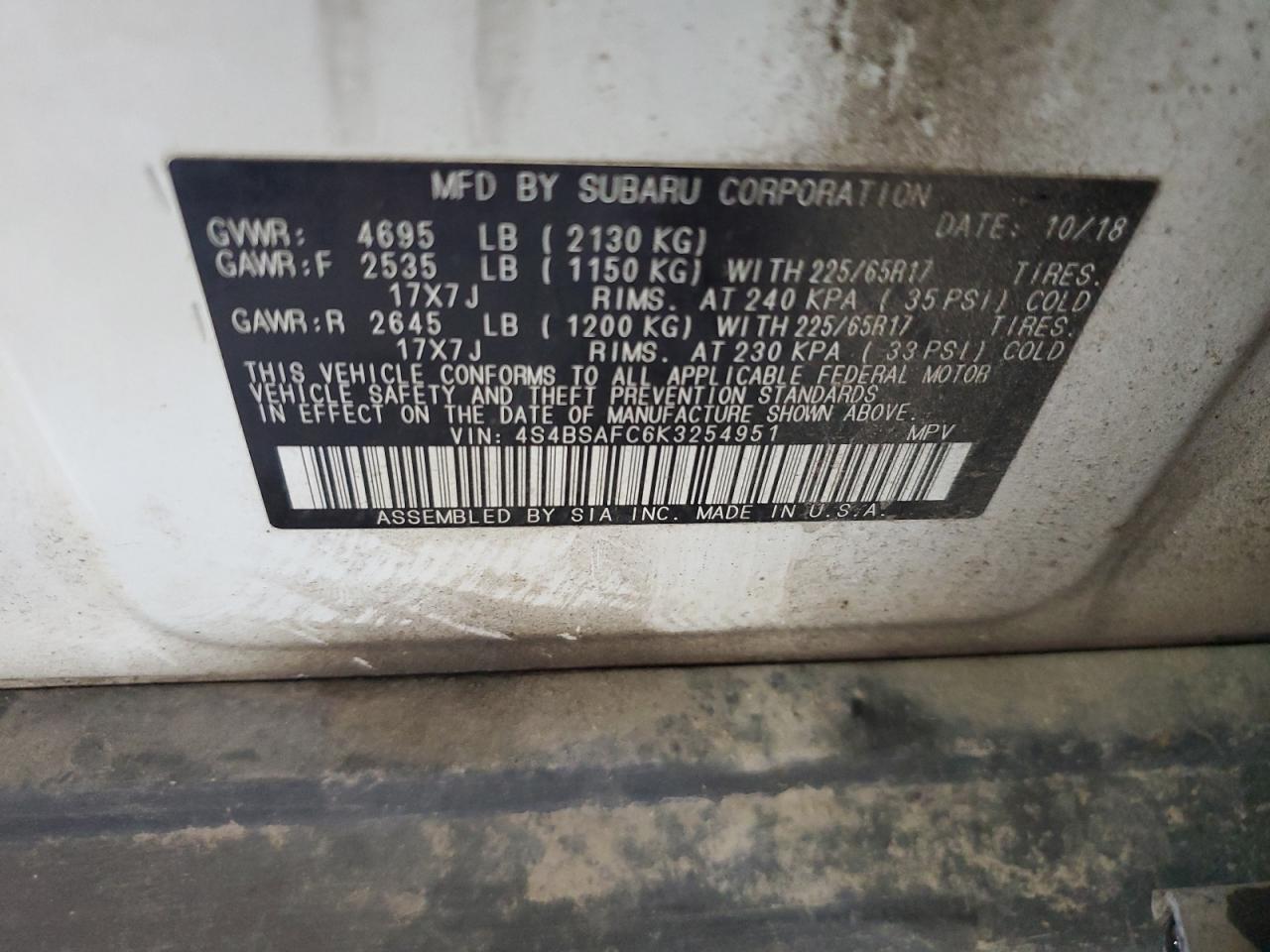 2019 SUBARU Outback