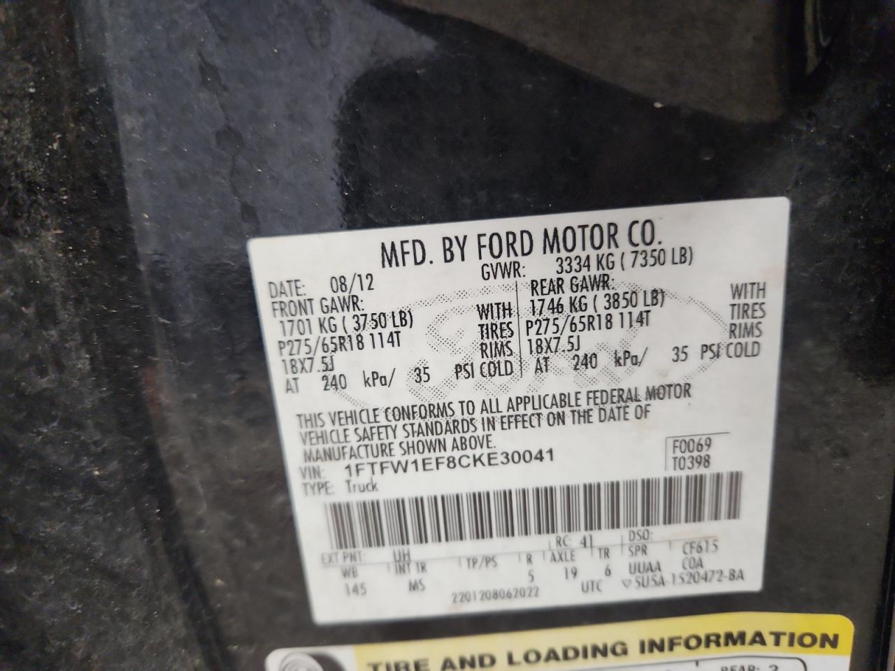 2012 FORD F-150
