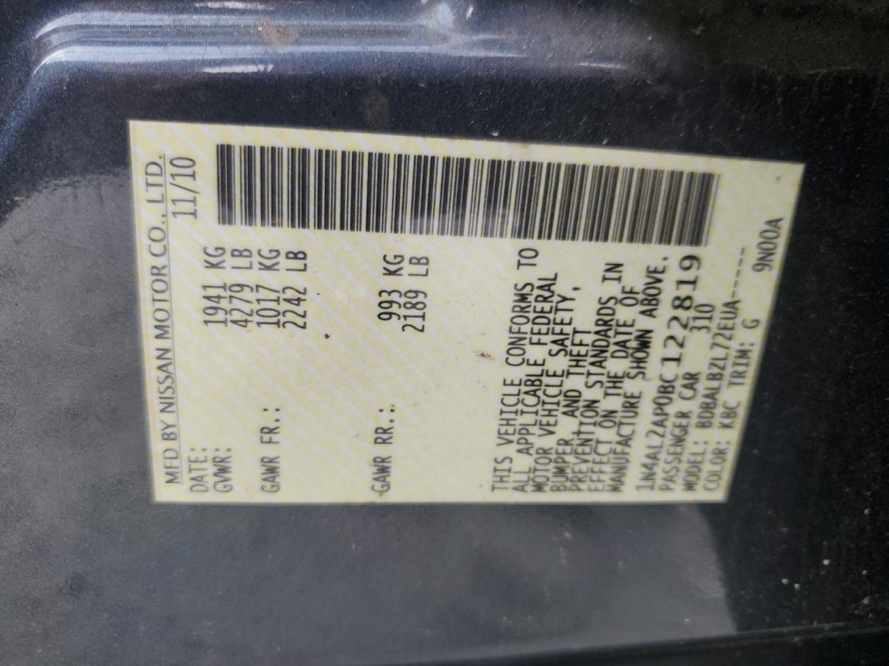 2011 NISSAN ALTIMA
